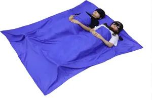 Hofumix Sleeping Bag Liner Lightweight Double Travel Sleep Sheets for Hotel Stay Camping (Blue)