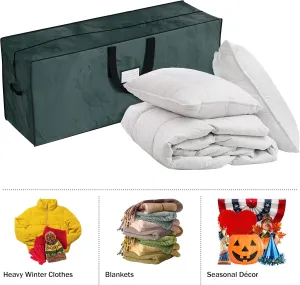 Home Complete Extra Large Storage Bag, Versatile Organizer Bag for Storing Winter Clothes, Beddings, Inflatables, Seasonal Décor and more, Can also be used as Moving Storage 48"L x 15"W x 20"H, Green