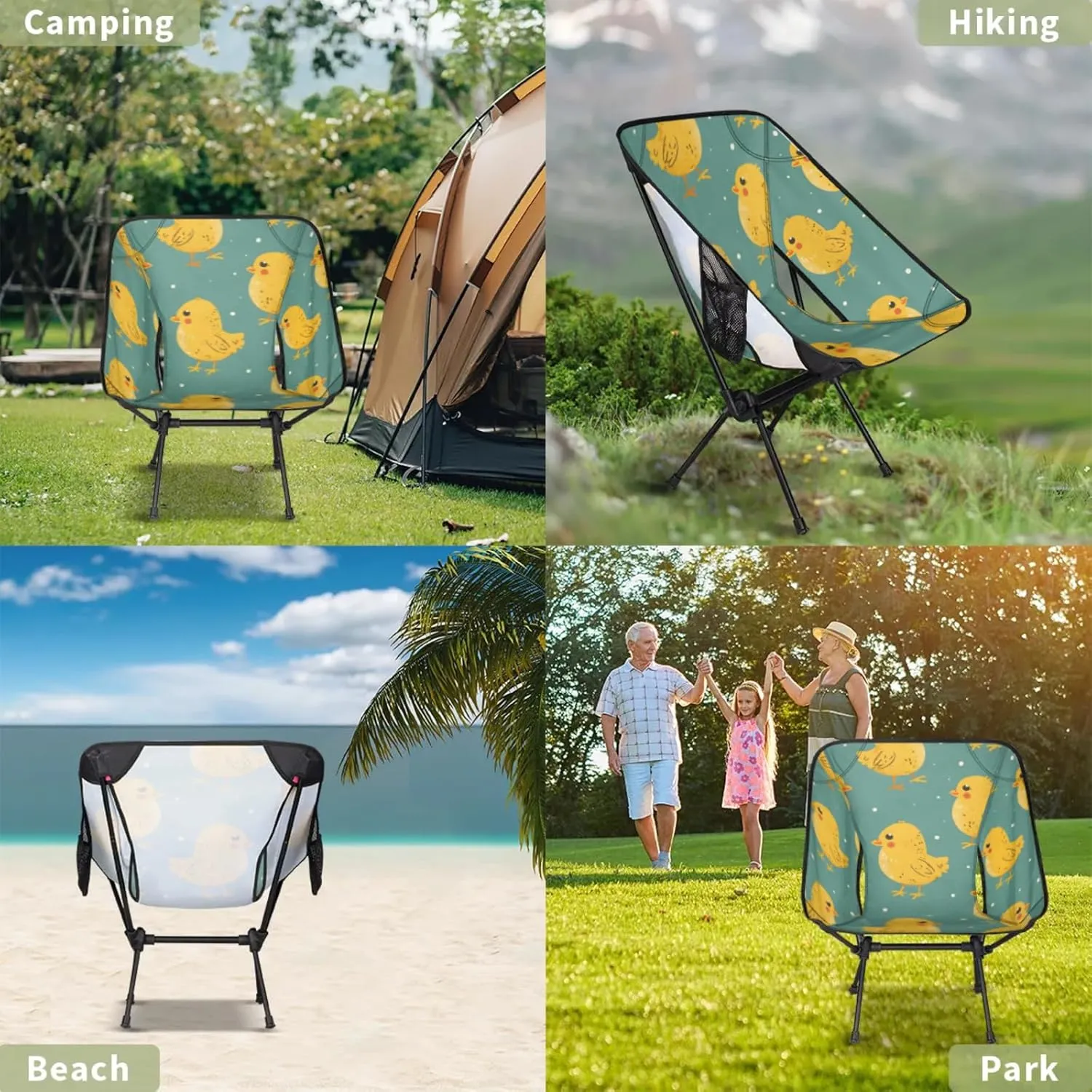 Honeybaby Folding Camping Chair Lovely Chickens Camping Chairs Lightweight Portable Chair Outdoor Foldable Chairs for Camping Travel Picnic Beach Hiking
