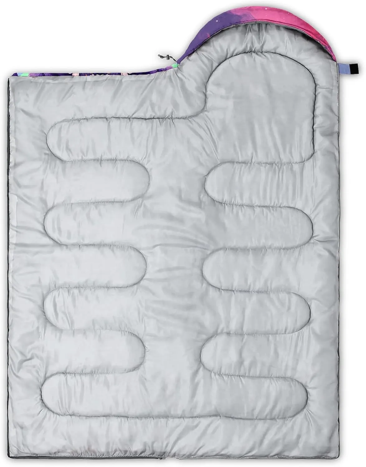 HOSIMA Mermaid Tail Kids Sleeping Bags for Camping Hiking Travel,Purple Fish Scale Backpacking Sleeping Bag Sleep Away Camp Stuff for Girls,4 Seasons Lightweight Sleeping Bags for Adults.