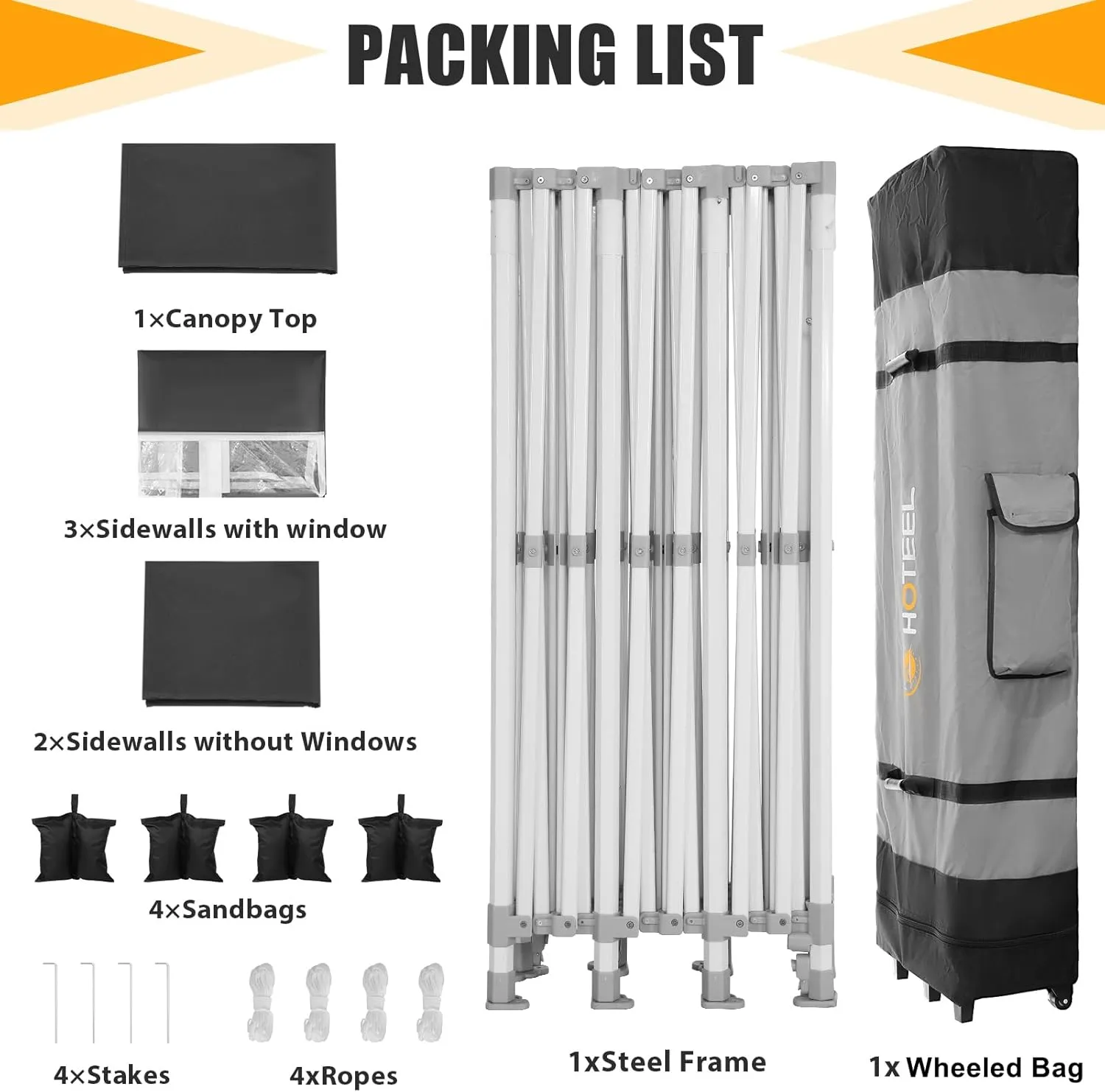HOTEEL Tents for Parties 10x30 Heavy Duty Pop Up Canopy Tent with 5 Sidewalls&Wheeled Bag, Commercial Event Party Tent Wedding Instant Canopy Waterproof, UV 50 , Upgraded Thicked Hexagonal Legs, Black