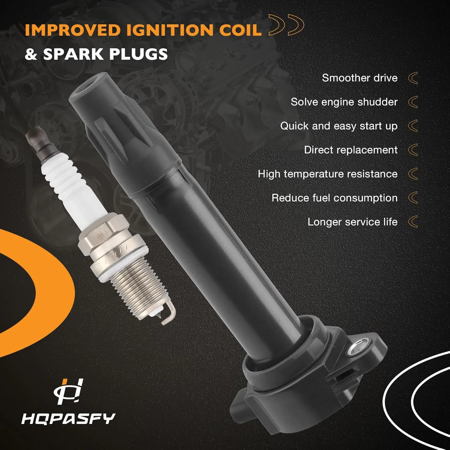 HQPASFY Ignition Coil Pack UF557 & Iridium Spark Plugs Set of 4 Compatible with Jeep Patriot Compass, Dodge Caliber Journey, Chrysler Cirrus Sebring 2.0L 2.4L L4 Replace# GN10346, 5C1644