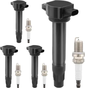 HQPASFY Ignition Coil Pack UF557 & Iridium Spark Plugs Set of 4 Compatible with Jeep Patriot Compass, Dodge Caliber Journey, Chrysler Cirrus Sebring 2.0L 2.4L L4 Replace# GN10346, 5C1644