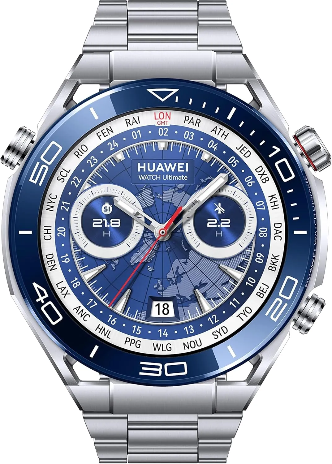 HUAWEI Watch Ultimate Smartwatch, 1.5" LTPO AMOLED Touch Display, Zirconium-Based Liquid Metal, Health Monitoring, Golf Course Mode, 100m Water Resistance, 2-Week Battery Life (Ultimate, Blue)