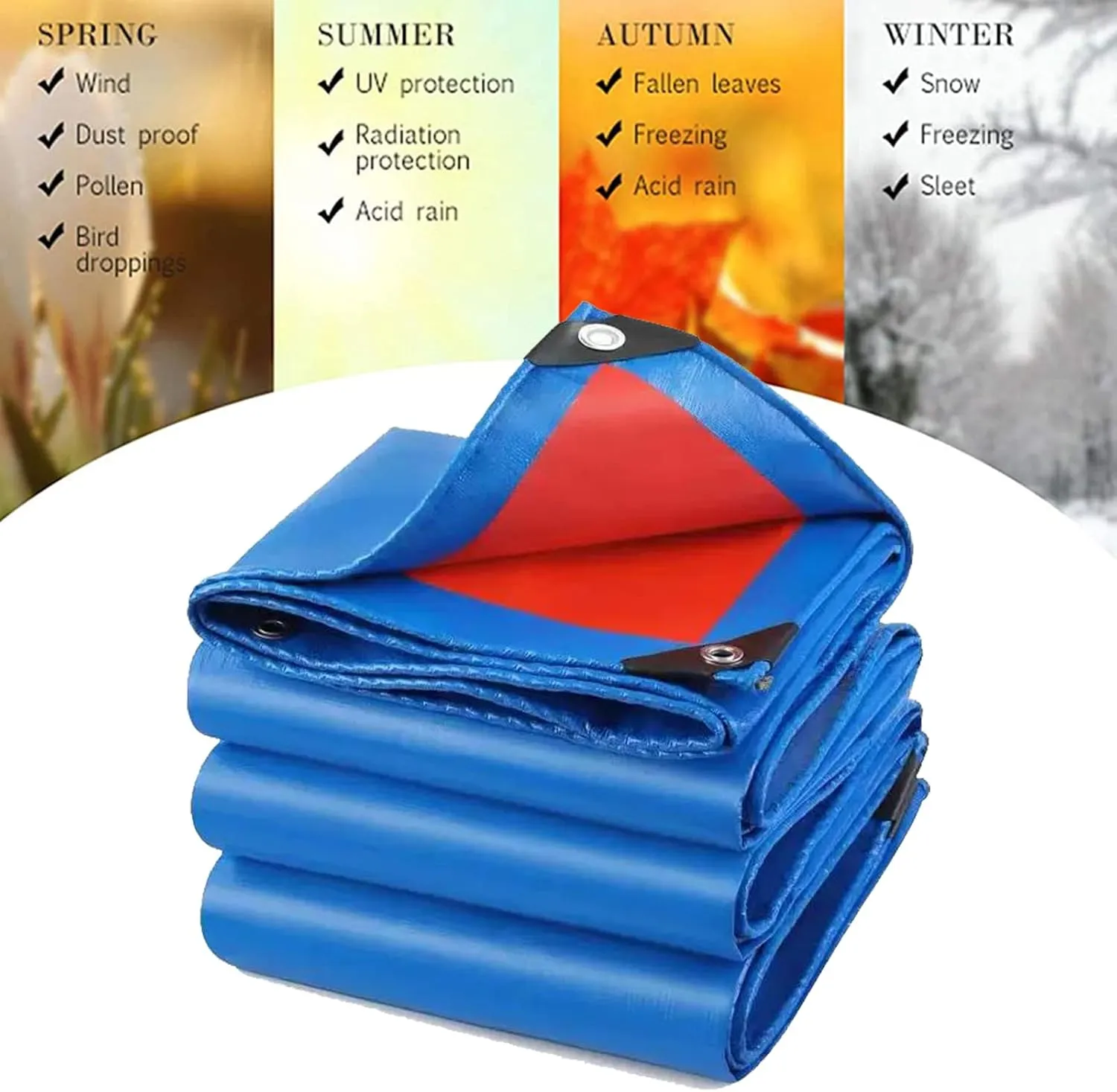 HUHJYUGE Waterproof Tarpaulin with Eyelets 32.8x65.6ft, Outdoor Tarp Dustproof Wear-Resistant, Greenhouse Cover Tarp Windproof Rainproof Tear Proof, Reusable Tarp Cover Sheet
