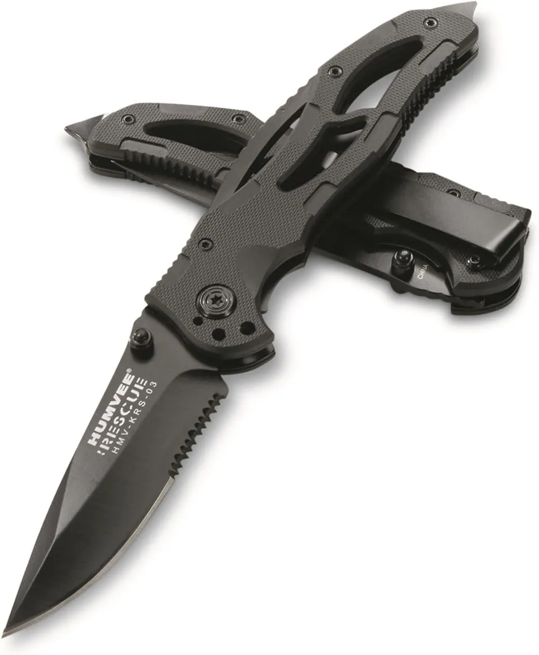 Humvee Spring Assisted Drop Point Rescue Knife