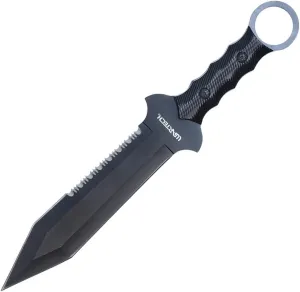 HWT267 12" Full Tang Serrated Spartan Fixed Blade Hunting Knife W/Sheath (HWT267BK)