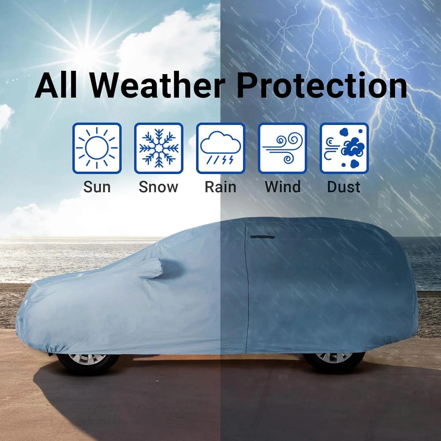iCarCover 30-Layer Premium SUV Car Cover Waterproof All Weather | Rain Snow UV Sun Protection Full Car Covers | Excursion, Navigator L, Escalade ESV, Suburban, GMC Yukon XL, Size S58 (See Size Chart)