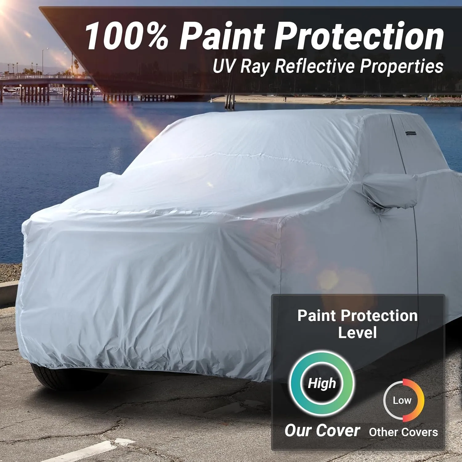 iCarCover 30-Layer Premium Truck Car Cover Waterproof All Weather | Rain Snow UV Sun Protection Full Car Covers | Chevy C/K 1500, Colorado, Dakota, Ranger, Canyon, Frontier, Size T90 (See Size Chart)