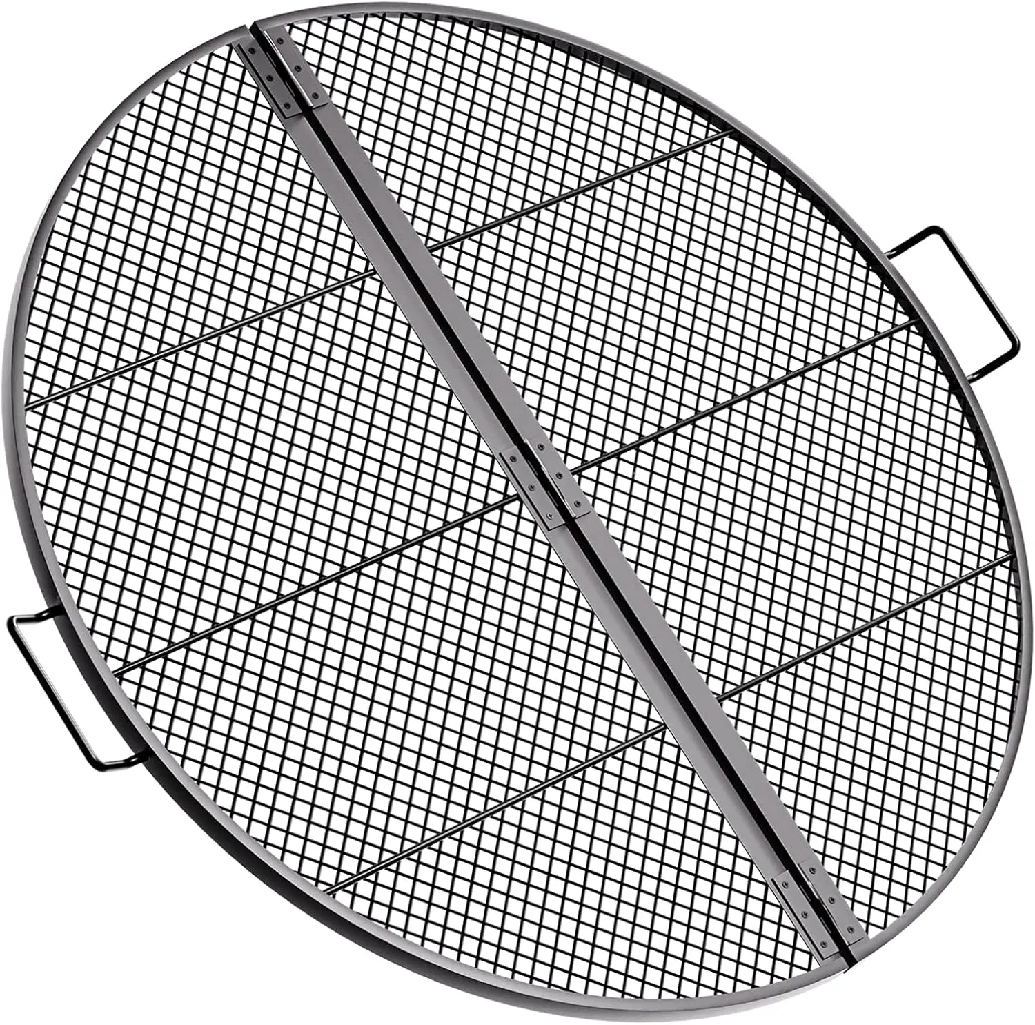 IDZO 36-Inch Foldable Fire Pit Grill Grate, Heavy-Duty Steel BBQ Grill, Cooking Grate with Handles, Portable Charcoal Grill for Campfire Cooking, Outdoor Stove Compatible, Black