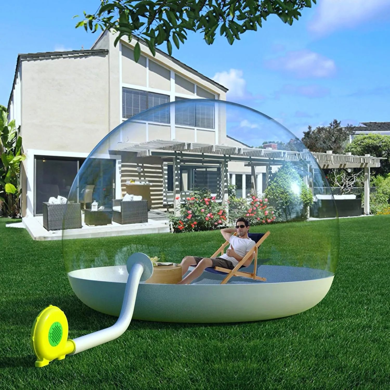 Inflatable Bubble Camping Tent 10ft Commercial Grade Outdoor Clear Dome Camping Cabin Bubble Tent with Air Blower