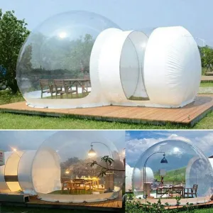Inflatable Bubble House, PVC Transparent Ecological Dome Camping Bubble Tent with D-Ring Fastener and Hair Dryer for Outdoor Camping Stargazing