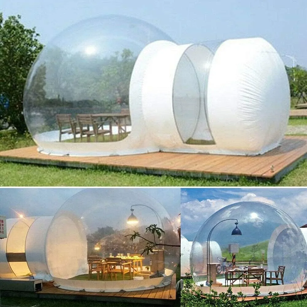 Inflatable Bubble House, PVC Transparent Ecological Dome Camping Bubble Tent with D-Ring Fastener and Hair Dryer for Outdoor Camping Stargazing