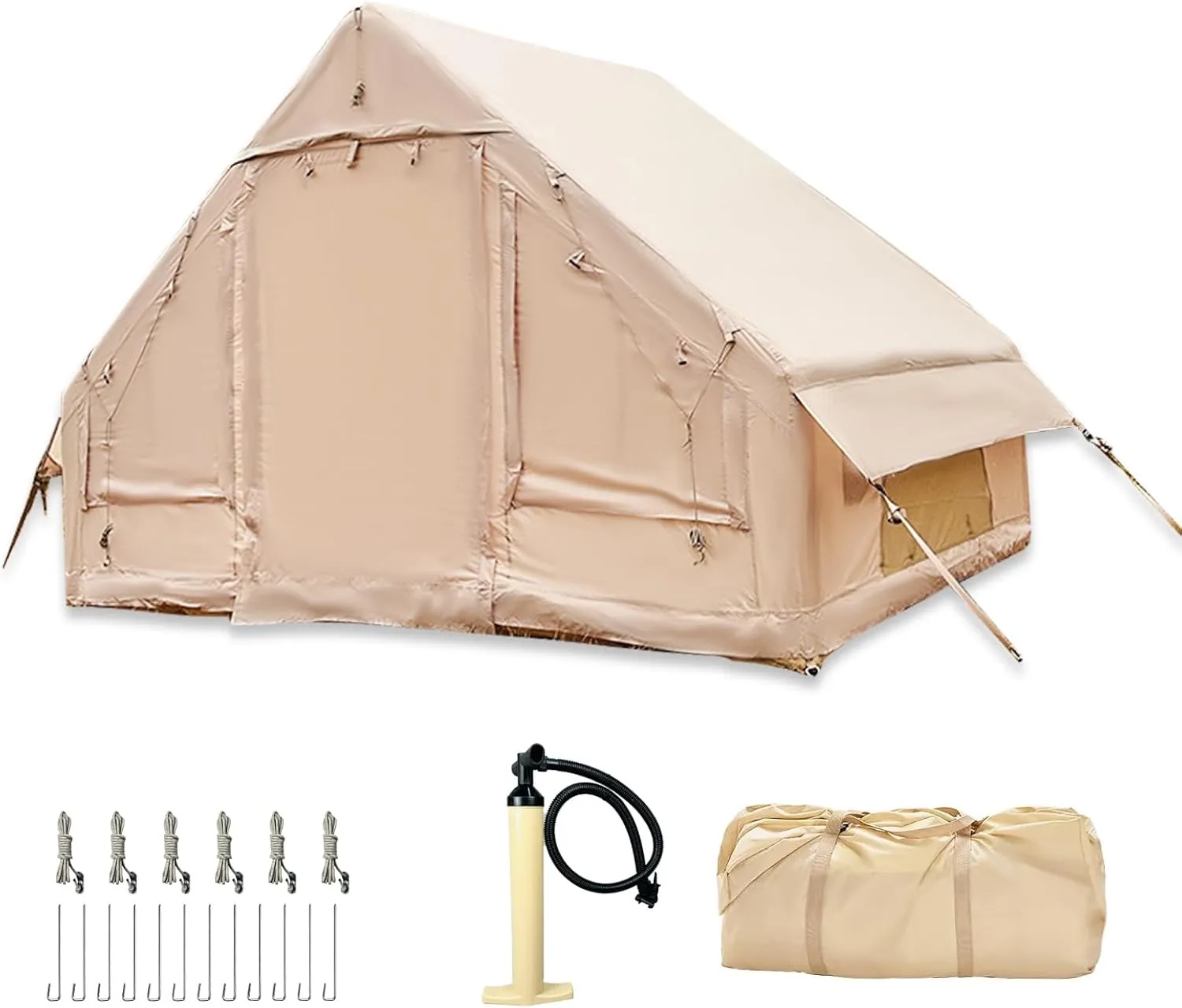 Inflatable Camping Tent - 4 Season Glamping for 4-6 Persons, Easy Setup, High Performance Structure, Waterproof, Windproof, Self-Supporting Blow up Air Tent, Portable Outdoor House