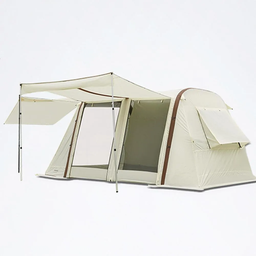Inflatable Glamping Tent Outdoor Blow Up Tent Inflatable Camping Tent Suitable for 5-8 People Rain Coating Three Sides Vented Quick Set Up