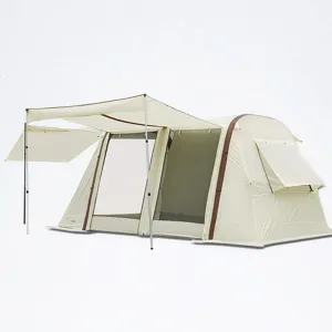 Inflatable Glamping Tent Outdoor Blow Up Tent Inflatable Camping Tent Suitable for 5-8 People Rain Coating Three Sides Vented Quick Set Up