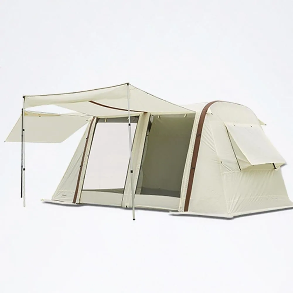 Inflatable Glamping Tent Outdoor Blow Up Tent Inflatable Camping Tent Suitable for 5-8 People Rain Coating Three Sides Vented Quick Set Up