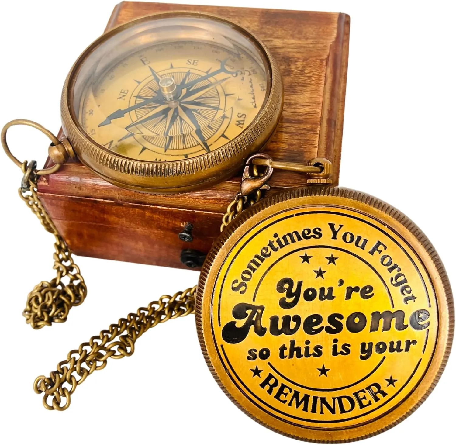 Inspiration Gift for Men Women Engraved Compass - Go Confidently - Thoreau Quote, You're Awesome Employee, Coworker Meaningful Gift for him her