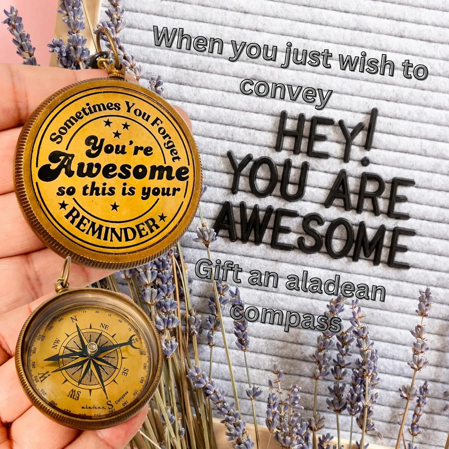 Inspiration Gift for Men Women Engraved Compass - Go Confidently - Thoreau Quote, You're Awesome Employee, Coworker Meaningful Gift for him her