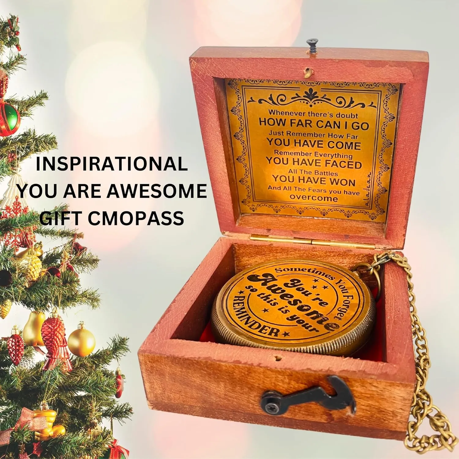 Inspiration Gift for Men Women Engraved Compass - Go Confidently - Thoreau Quote, You're Awesome Employee, Coworker Meaningful Gift for him her