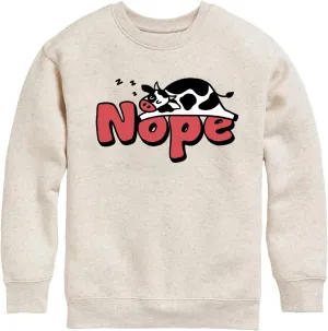 Instant Message - Nope Sleeping Cow - Toddler & Youth Crewneck Fleece Sweatshirt