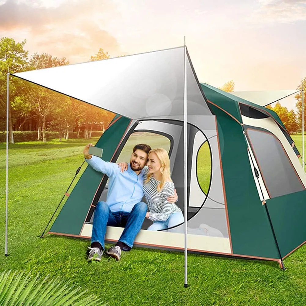 Instant Pop-up Camping Tent for 3-8 People Lightweight Double Layer Family Tent with Carrying Bag for Outdoor Camping Hiking Climbing Fishin (Sky Blue 5~8 Person) (Sky Blue 3~4 Person)