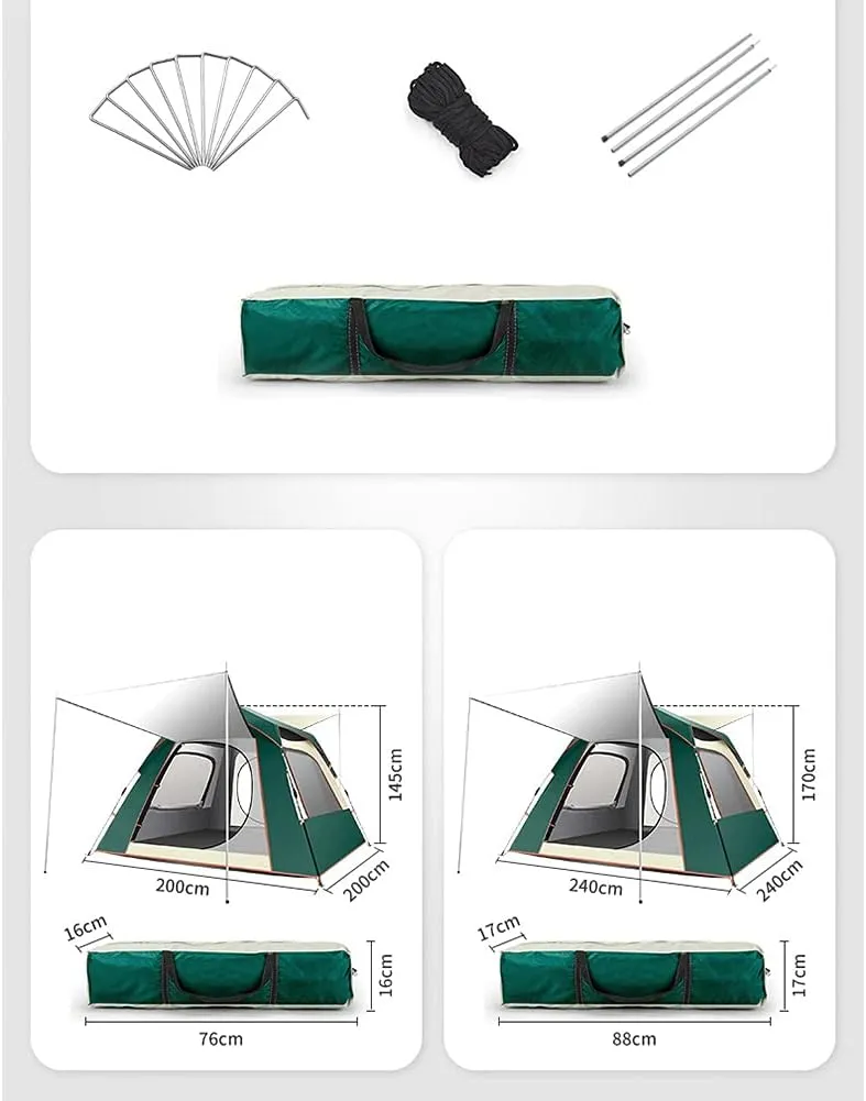 Instant Pop-Up Camping Tent for 3-8 People Lightweight Tent Double Layer Family Tent with Carrying Bag for Outdoor Camping Hiking Climbing Fishing Survival Festivals Garden