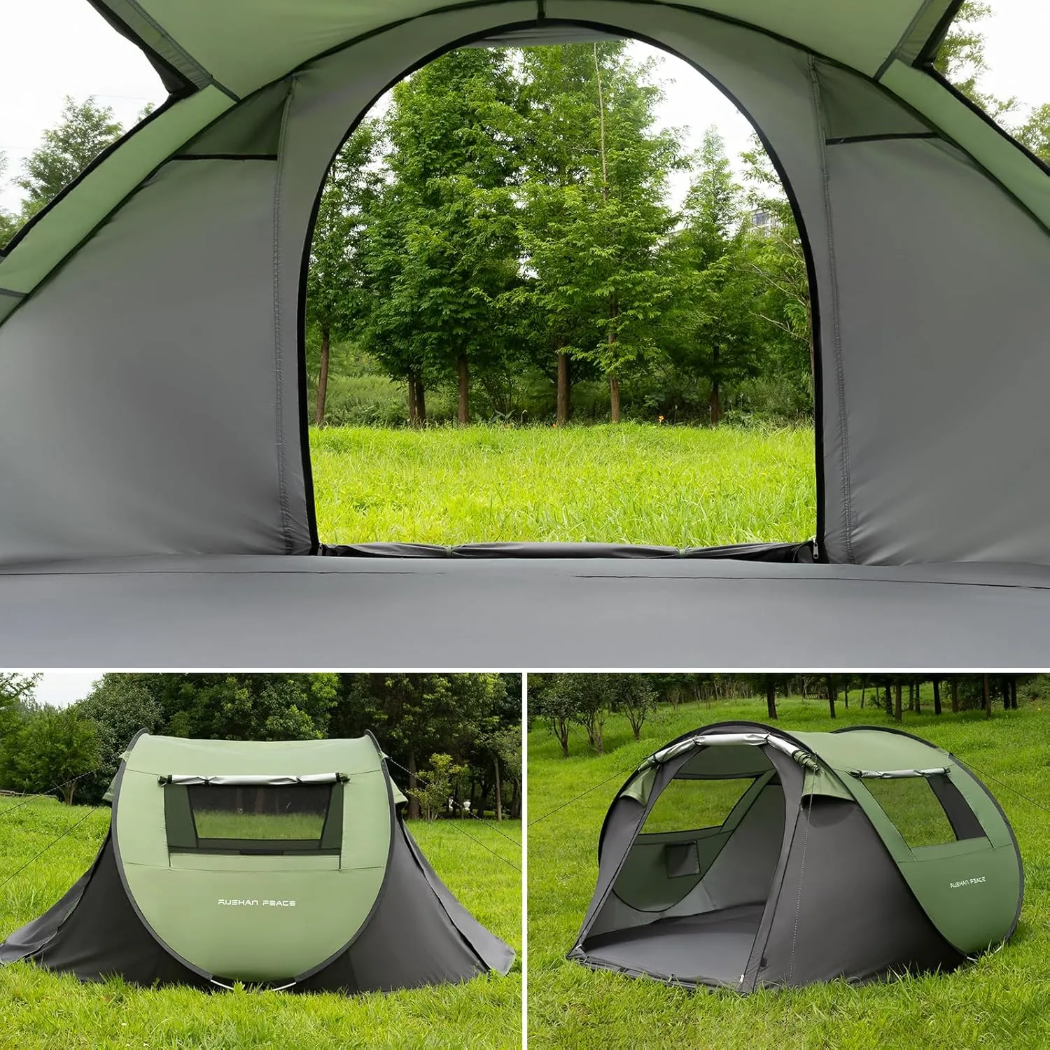 Instant Tent for Camping, Pop Up Tent, Water Resistant Dome Tent, Easy Setup for Camping Hiking and Outdoor, Portable Tent with Carry Bag, Family Tent for 3 Seasons