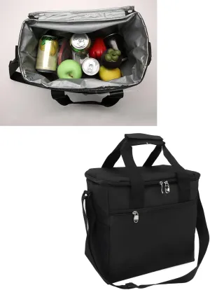 Insulated Cooler Bag, Collapsible Cooler Bag, 15L Large Capcity Leakproof Heat Preservation Food Cooler Bag for Beach Picnics Camping Barbecues(Black)