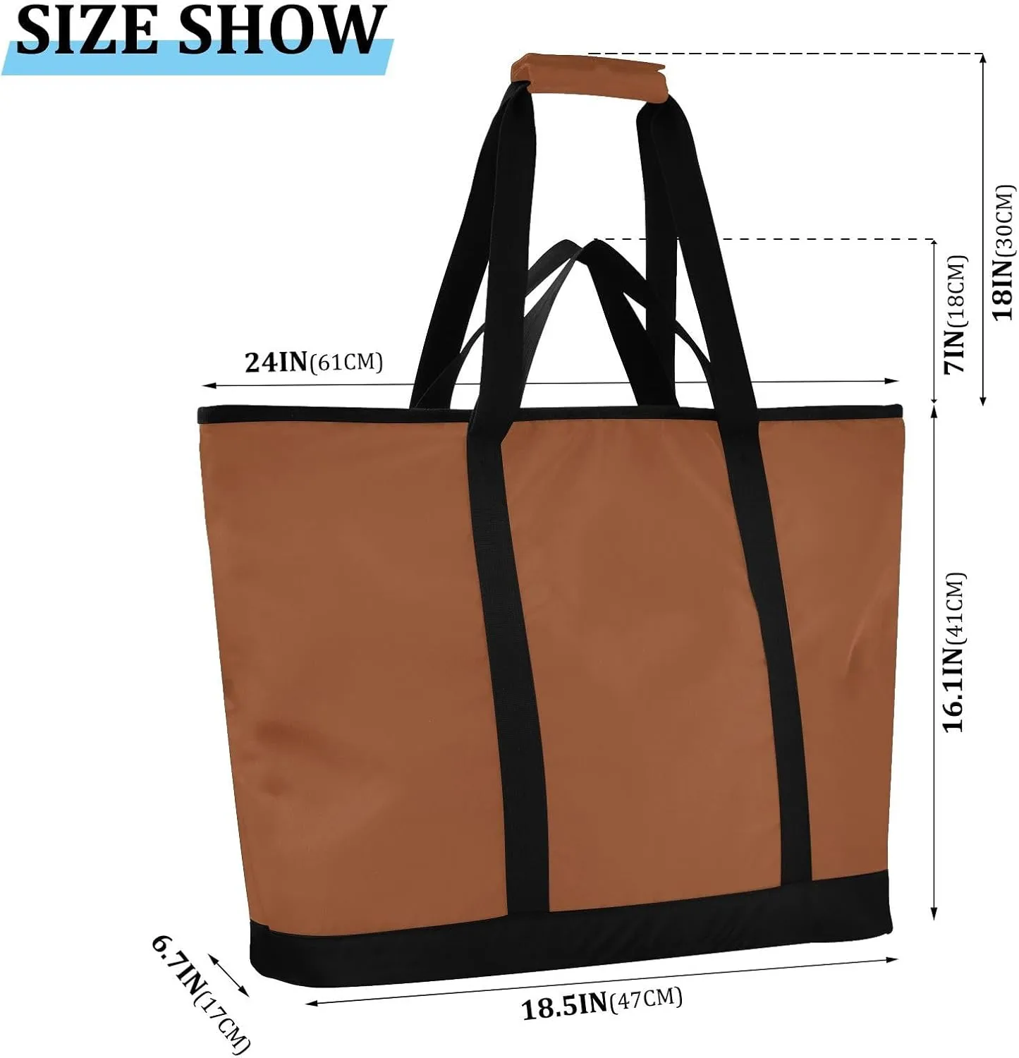 Insulated Cooler Bag with Zipper Hot or Cold Carrier Portable Travel Insulated Bag for Shopping Food Travel Beach Camping