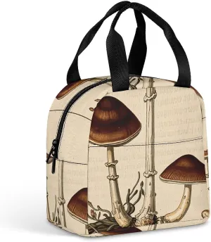 Insulated Lunch Bag Vintage Fungus Plant Illustrations Cooler Bag for Women Men Reusable Leakproof Lunch Box Adult Large Tote Bag Meal Prep Containers for Office Work Picnic Beach