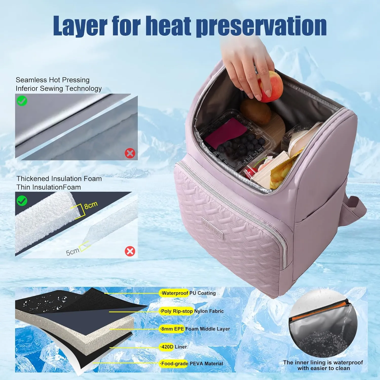Insulated Waterproof Cooler Bag for Women Men，30 Cans Collapsible Lunch Bag with Shoulder Strap,Leakproof Soft Cooler for Beach, Camping & Travel