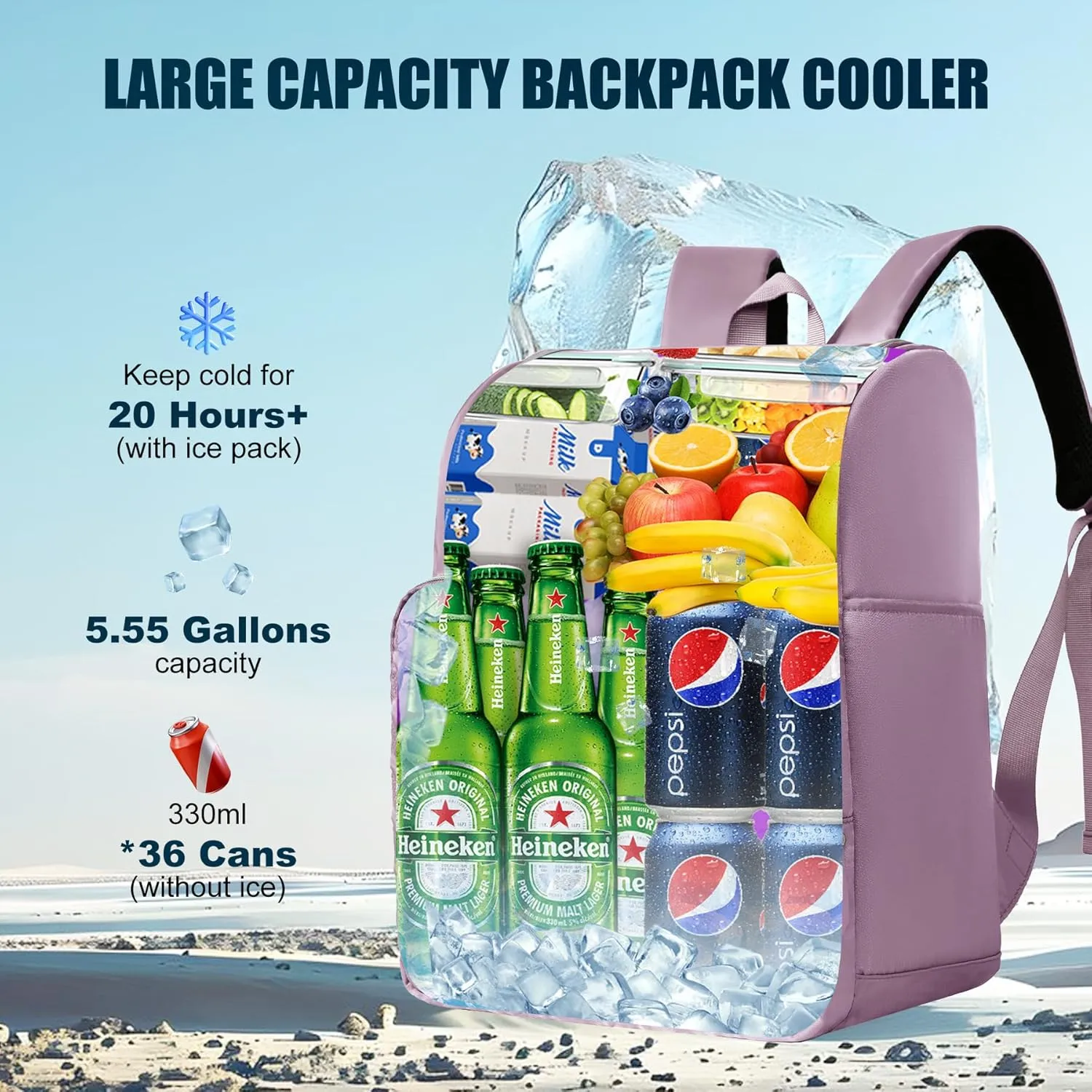 Insulated Waterproof Cooler Bag for Women Men，30 Cans Collapsible Lunch Bag with Shoulder Strap,Leakproof Soft Cooler for Beach, Camping & Travel