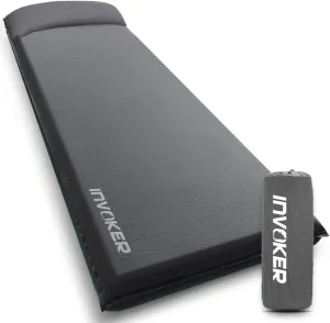 INVOKER Camping Sleeping Pad 2.75” Memory Foam Fast Self Inflating Insulated Durable Camping Mat Air Mattress with Pillow，for Tent, Traveling, Car, Camping, Grey