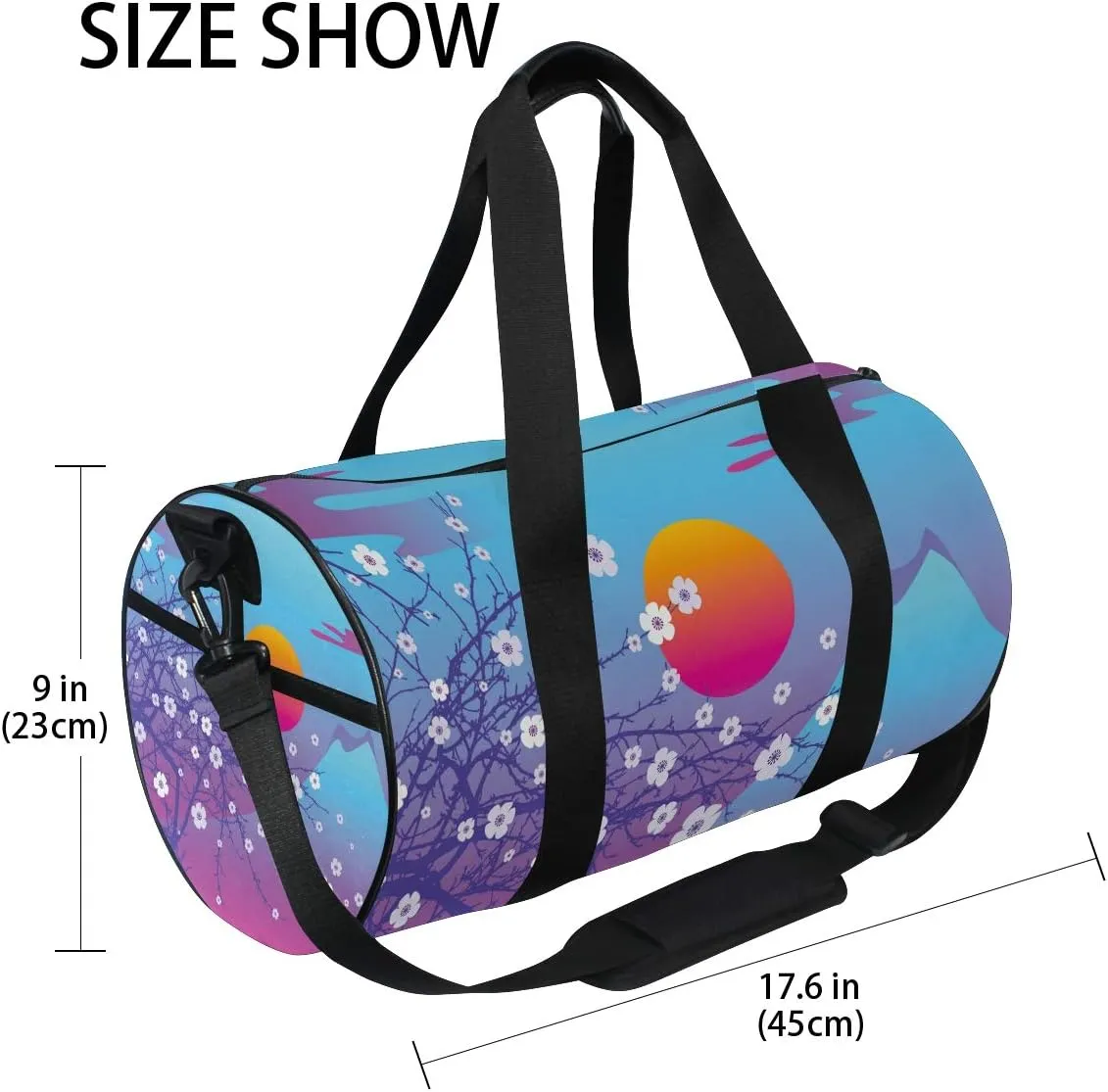 Japanese Cherry Blossom With Mount Fuji Sports Gym Bag for Women and Men Travel Duffel Bag