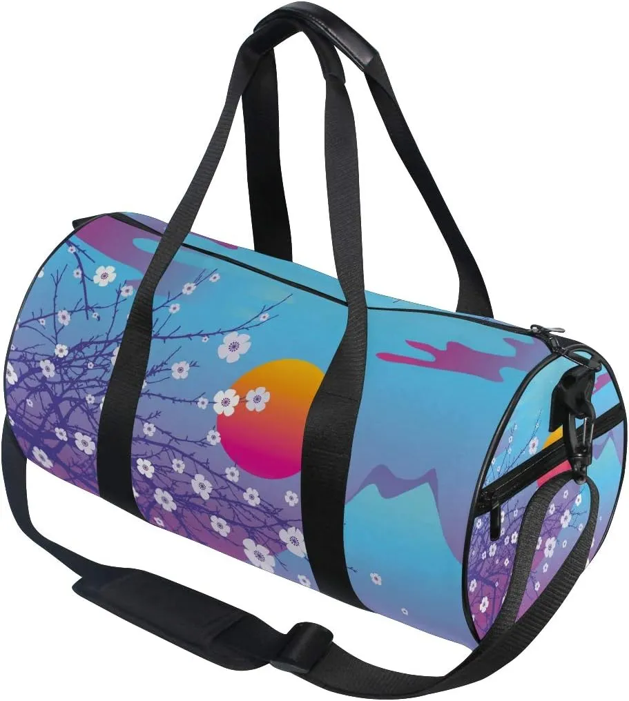 Japanese Cherry Blossom With Mount Fuji Sports Gym Bag for Women and Men Travel Duffel Bag