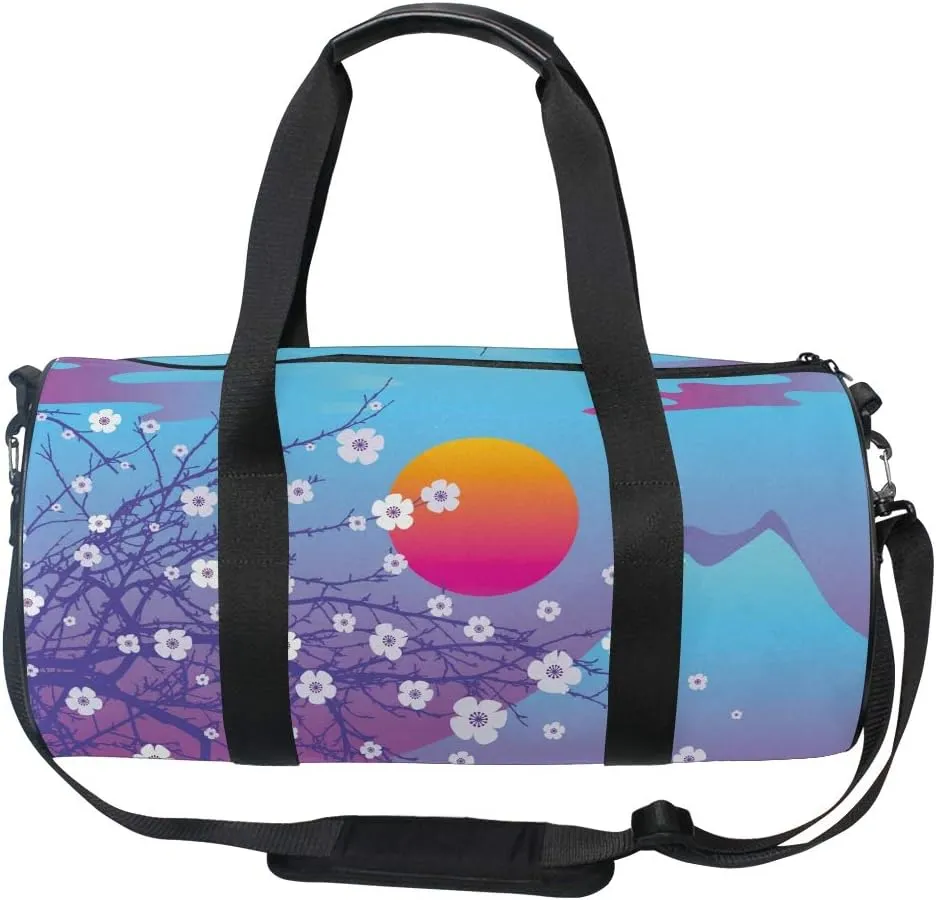 Japanese Cherry Blossom With Mount Fuji Sports Gym Bag for Women and Men Travel Duffel Bag
