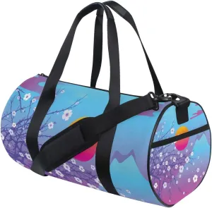 Japanese Cherry Blossom With Mount Fuji Sports Gym Bag for Women and Men Travel Duffel Bag