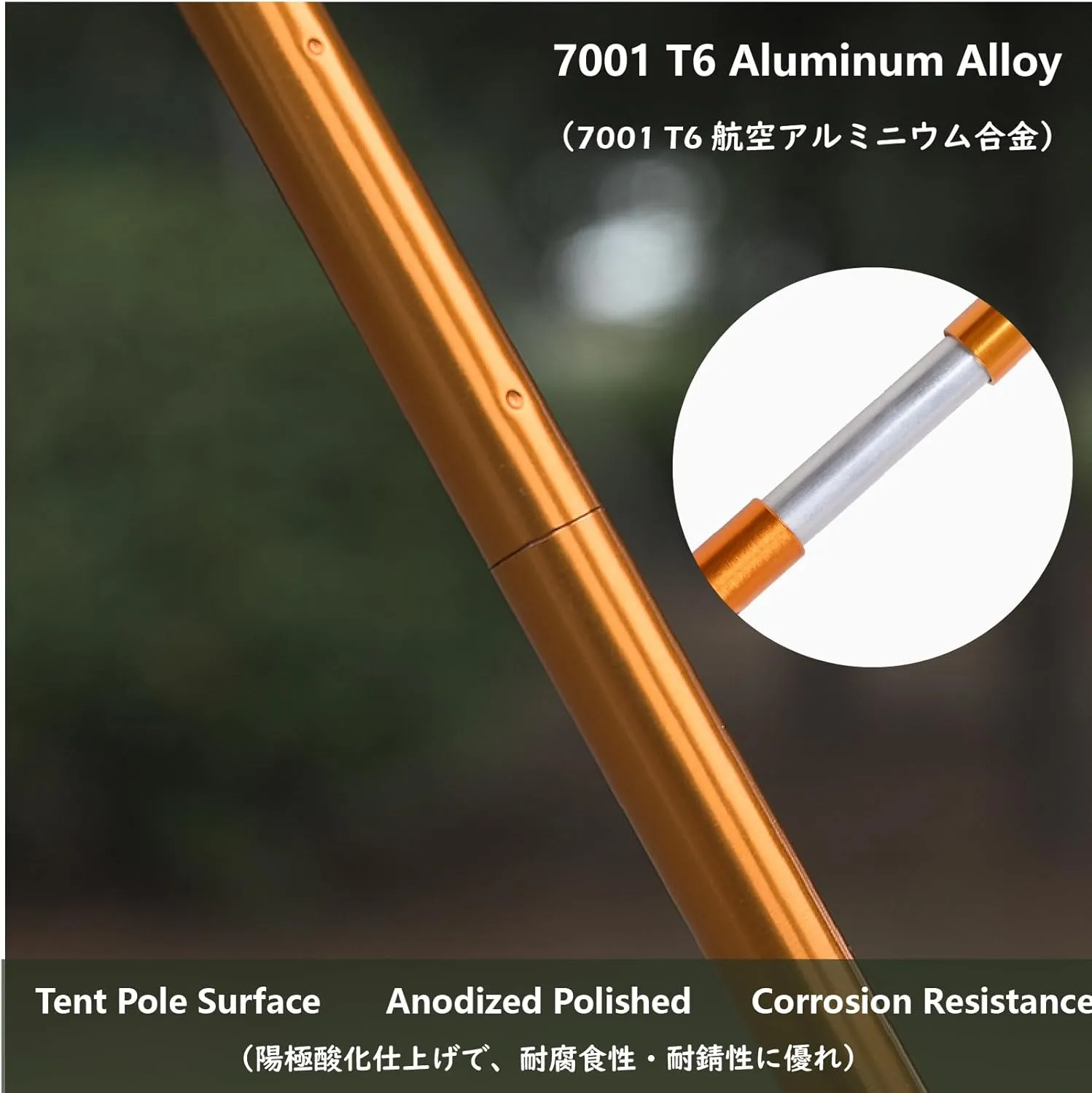 JEELAD Tent Pole Aluminium Rod Replacement Tent Pole Supporting Rod Awning Poles Kit for Outdoor Camping Hiking (13.25 ft, A - Gold)