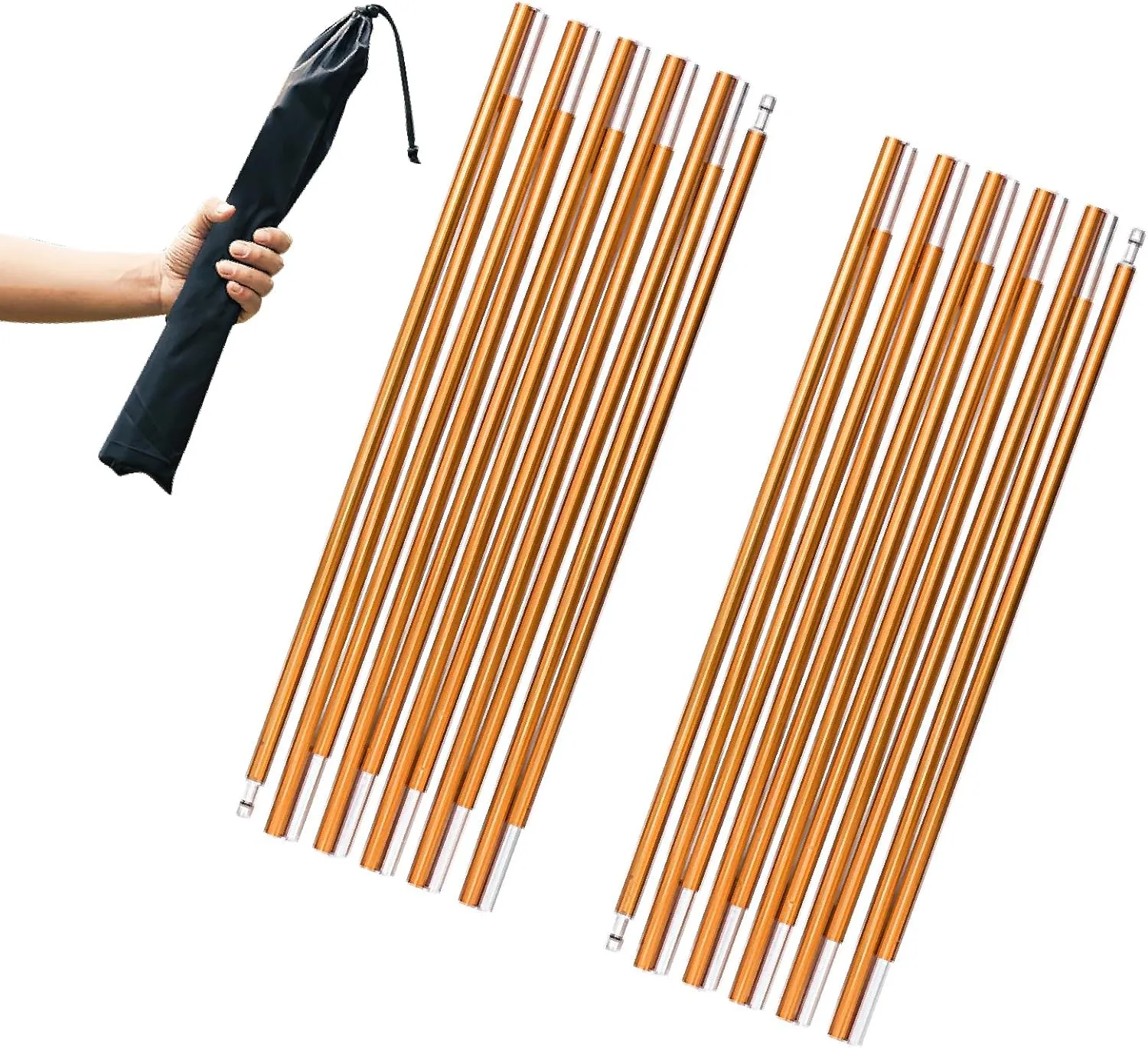 JEELAD Tent Pole Aluminium Rod Replacement Tent Pole Supporting Rod Awning Poles Kit for Outdoor Camping Hiking (13.25 ft, A - Gold)