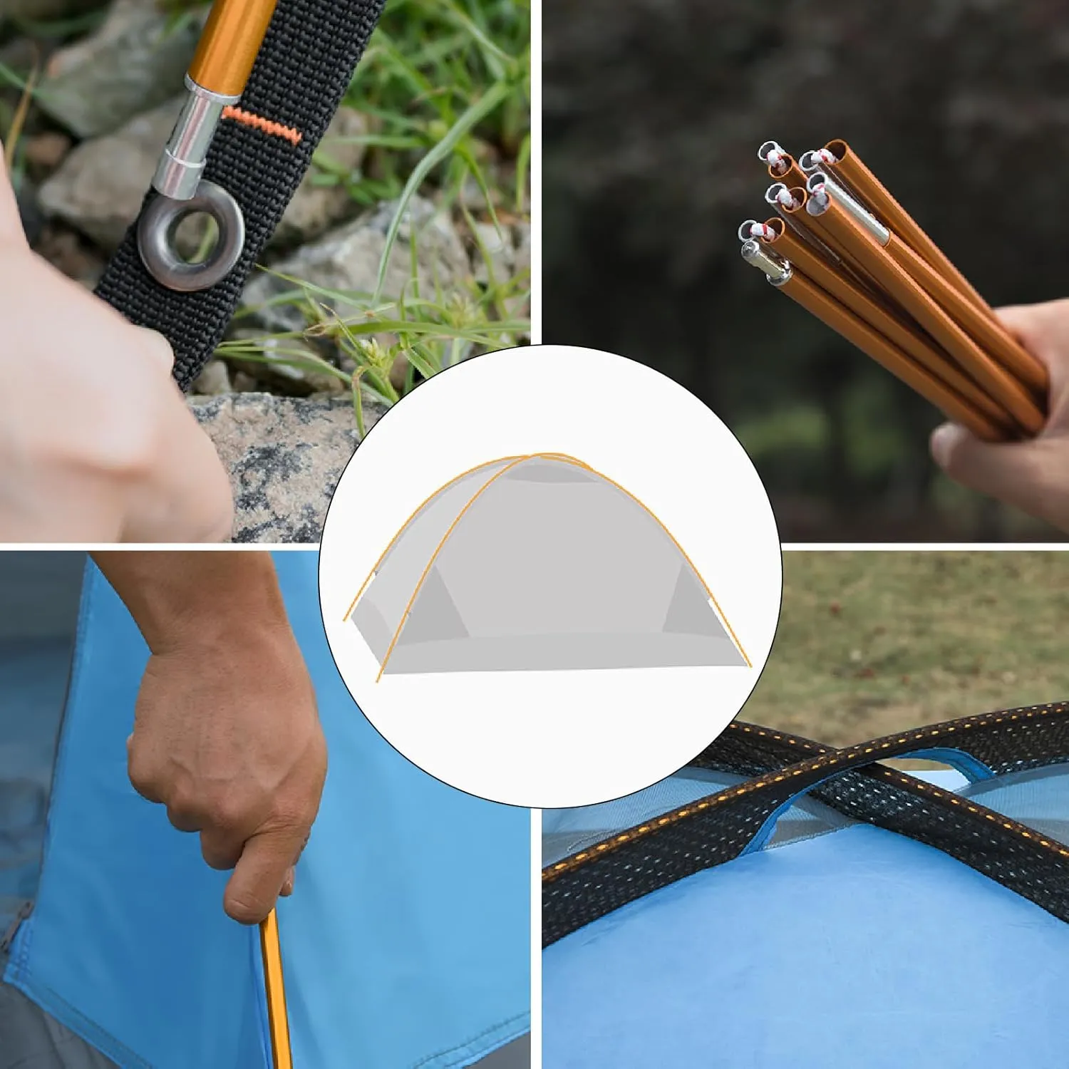 JEELAD Tent Pole Aluminium Rod Replacement Tent Pole Supporting Rod Awning Poles Kit for Outdoor Camping Hiking (13.25 ft, A - Gold)