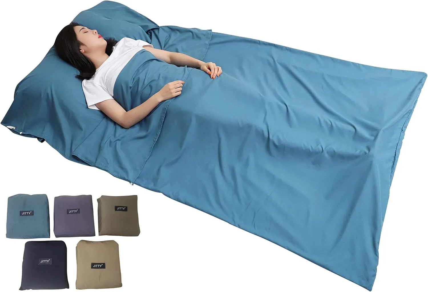 JITTY Sleeping Bag Liner Travel Sheet for Business Camping Backpacking Hiking Mountain Climbing Home Hostels Train 83"x45"