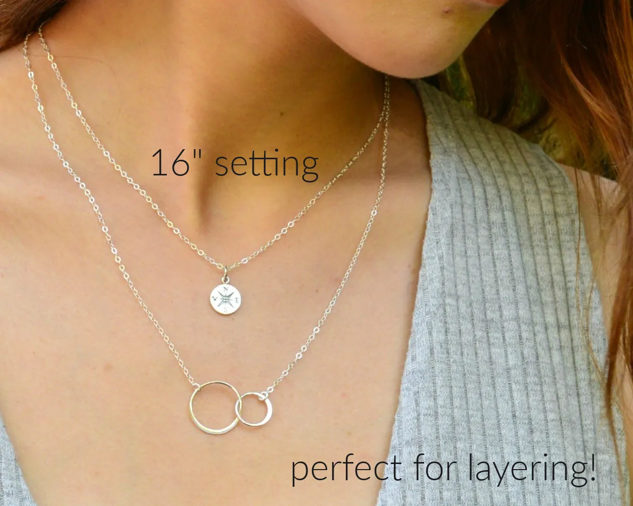 journey compass necklace, silver or gold