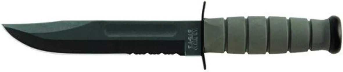 Ka-Bar 5012CP, US Military Fighting/Utility Knife, Serrated Edge, Hard Sheath, Foliage Green, Clam Pack