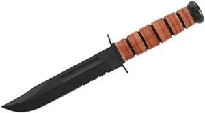 Ka-Bar Full-Size U.S.M.C. Serrated Edge Knife, Brown, Large