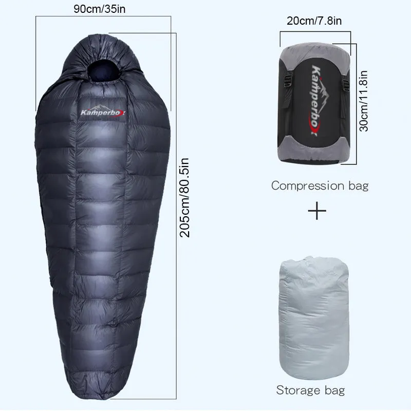 Kamperbox Goose Down Sleeping Bag with Compression Sack | 1000g Filling | -15°C to - 20 Degree
