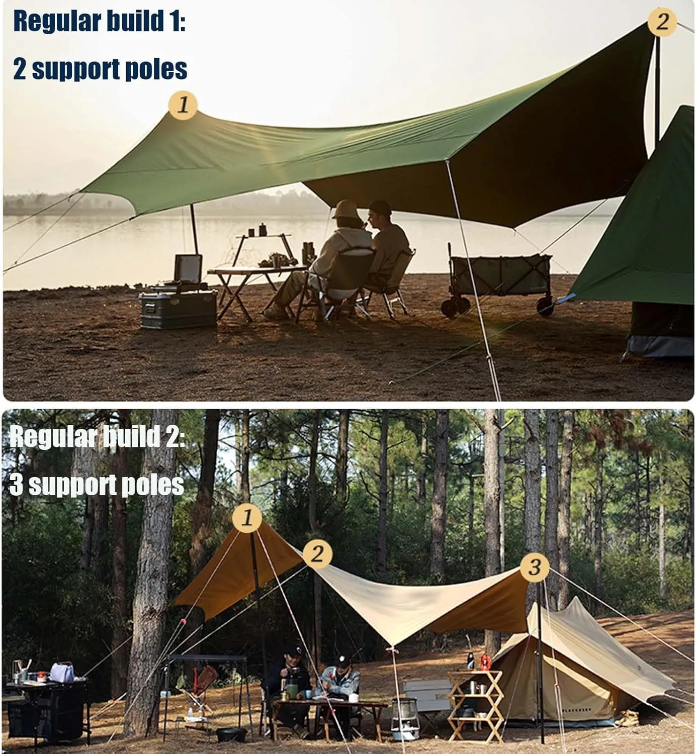 KAnduo Tarp 18x14ft (2024 Update) Sun Shelter Rainfly (Color : Olive Green, Size : 220x173x102inch)