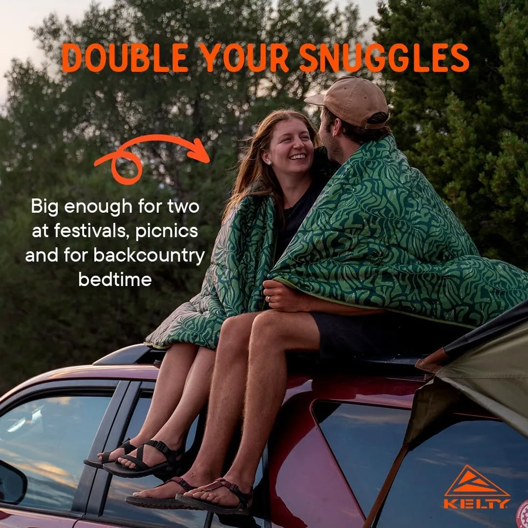 Kelty Biggie Blanket, 2 Person Large Insulated Camping Indoor Outdoor Travel Blanket and Ground Picnic Covering, Updated for 2022