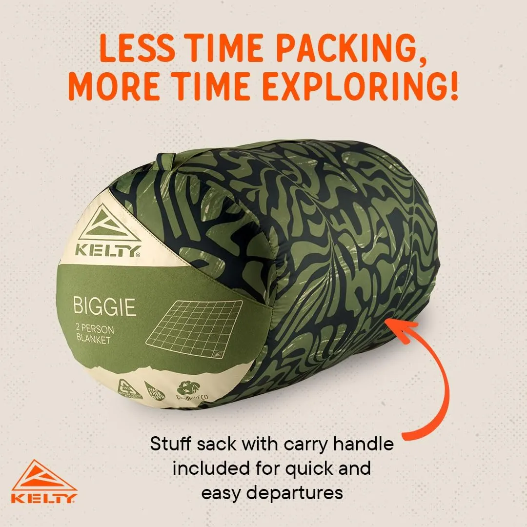 Kelty Biggie Blanket, 2 Person Large Insulated Camping Indoor Outdoor Travel Blanket and Ground Picnic Covering, Updated for 2022