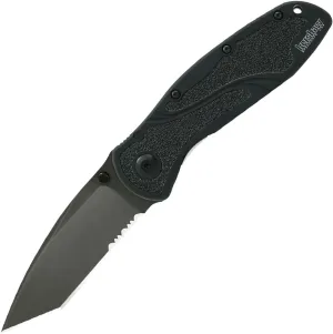Kershaw 1670TBLKST 3-2/5-Inch Tanto Blur Serrated Knife with Speedsafe, Black